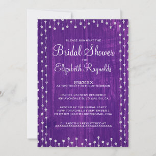 Purple Rustic Country Bridal Shower Invitations