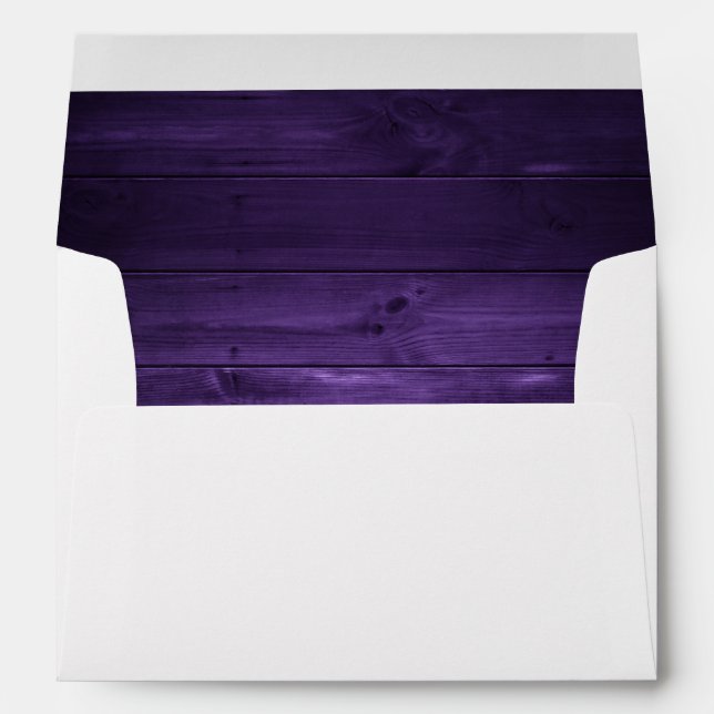 Purple Rustic Country Wood Wedding Envelope (Back (Bottom))