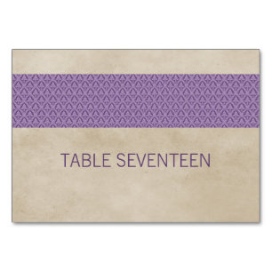 Purple Rustic Damask Table Card