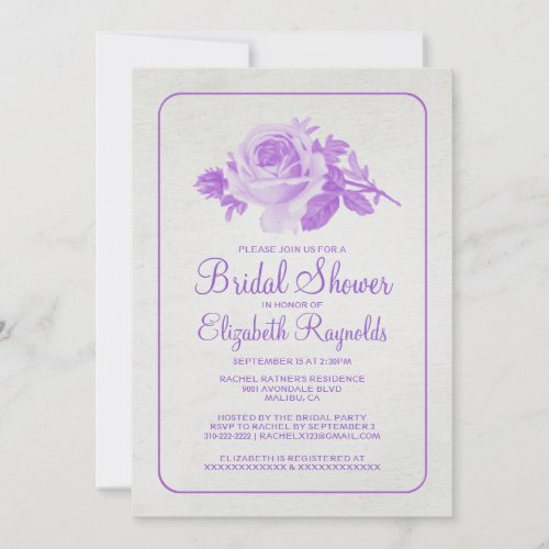 Purple Rustic Floral/Flower Bridal Shower Invites