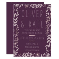 Purple Rustic Floral Wedding Invitation
