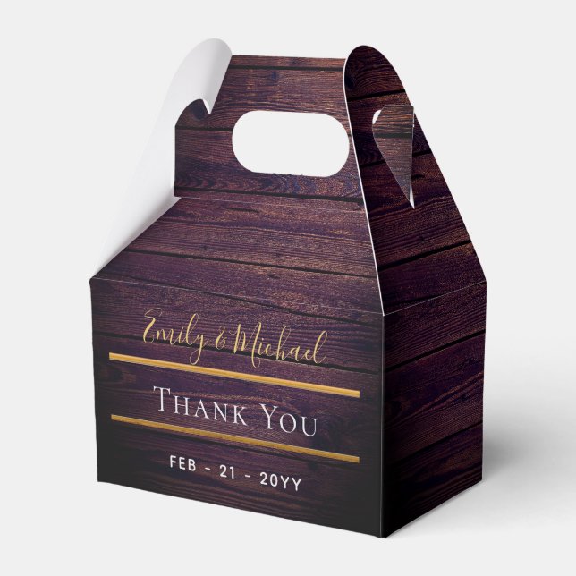 Purple Rustic Gable Box - Thank You Wedding Favors (Front Side)