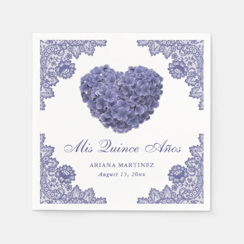 Purple Rustic Hydrangea 15th Birthday Quinceaera Napkins