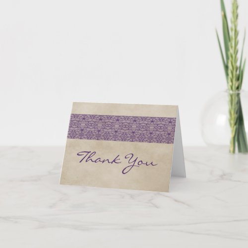 Purple Rustic Lace Thank You Card