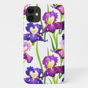 Purple Rustic Meadow Iris Flowers Watercolor iPhone 11 Case