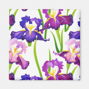 Purple Rustic Meadow Iris Flowers Watercolor Magnet