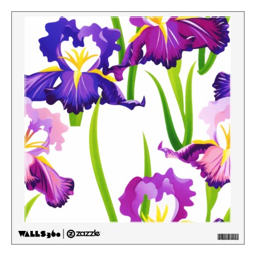 Purple Rustic Meadow Iris Flowers Watercolor Wall Decal