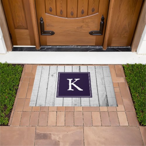 Purple Rustic Monogram Doormat