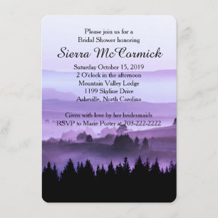 Purple Rustic Mountain Bridal Shower Invitation