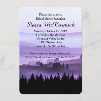 Purple Rustic Mountain Bridal Shower Invitation by bridalwedding at Zazzle