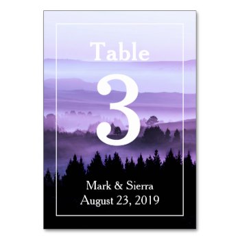Purple Rustic Mountain Wedding Table Number by bridalwedding at Zazzle