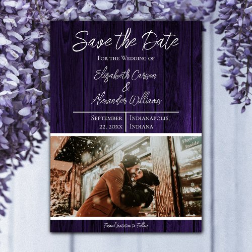 Purple Rustic Photo Save The Date