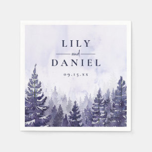 Purple Rustic Pine Tree Forest Wedding Napkins