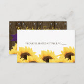 PURPLE RUSTIC SUNFLOWER SEATING PLACE CARD (Front/Back)