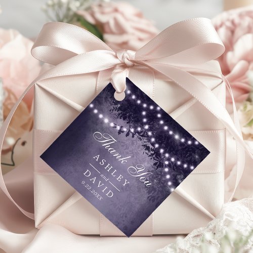Wedding Favor Tags 6 Purple Rustic Tree Canopy Lights Woodland Wedding Favor Tags