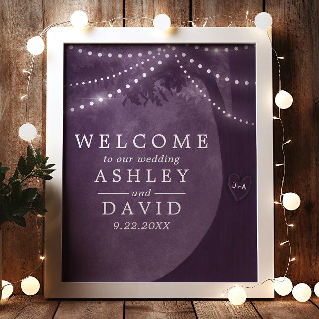 Purple Rustic Tree Lights Wedding Welcome Sign (Creator Uploaded)