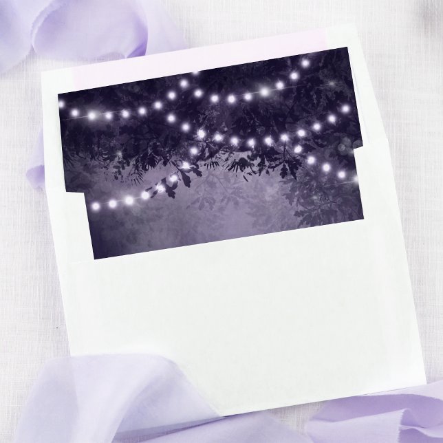 Purple Rustic Tree Lights Woodland Wedding Envelope Liner (Creator Uploaded)