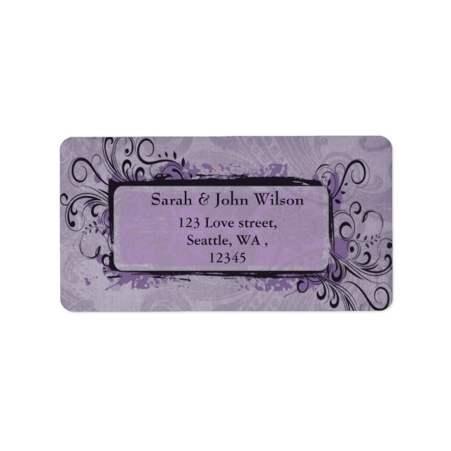 Purple Rustic Vintage Wedding Label (Front)