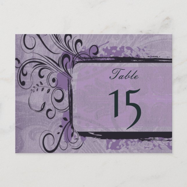 Purple Rustic Vintage Wedding Postcard (Front)