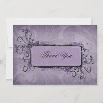 Purple Rustic Vintage Wedding Thank You Card