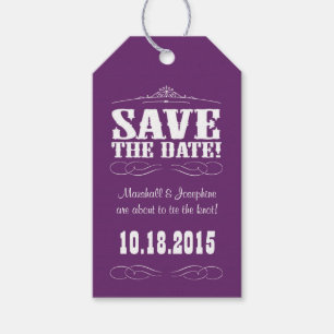 Purple Rustic Western Save The Date Wedding Tags
