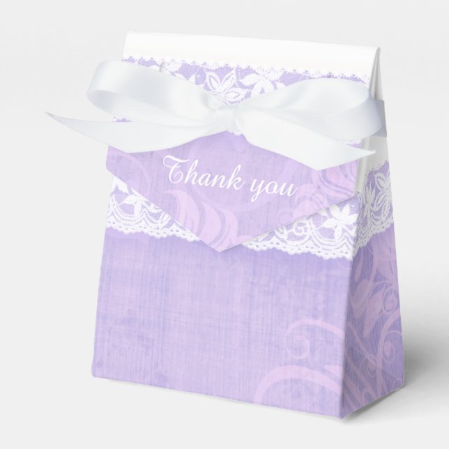 Purple rustic white lace thank you gift box (Front Side)