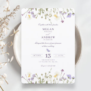 Purple Rustic Wildflowers wedding Invitation
