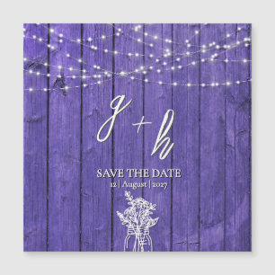 Purple Rustic Wood String Lights Boho Mason Jar