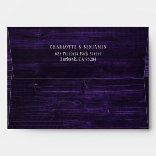 Purple Rustic Wood Wedding Envelope