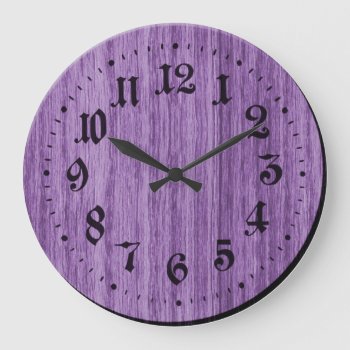 Purple Rustic Wooden Clock by CreativeMastermind at Zazzle