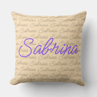 Purple Sabrina Signature Name Pattern  Throw Pillow