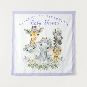Purple Safari Baby Shower Banner Backdrop