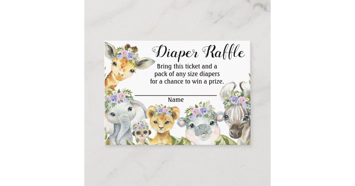 Purple Safari Baby Shower Diaper Raffle Ticket | Zazzle