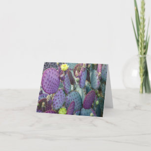 Purple Sage Cactus with Yellow Flowers Note Card