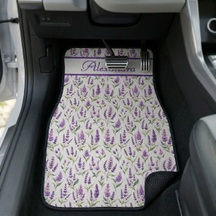 Purple Sage Green Lavender Custom Name Car Floor Mat