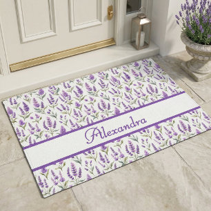 Purple Sage Green Lavender Custom Name Doormat