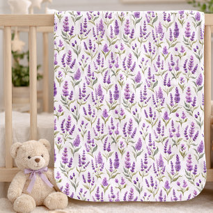 Purple Sage Green Lavender Flowers Baby Blanket