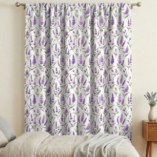 Purple Sage Green Lavender Flowers Blackout Curtains