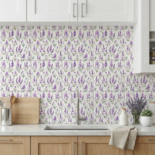 Purple Sage Green Lavender Flowers Ceramic Tile