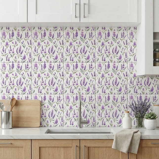 Purple Sage Green Lavender Flowers Ceramic Tile (Creator Uploaded)