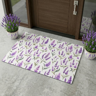 Purple Sage Green Lavender Flowers Doormat