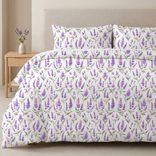 Purple Sage Green Lavender Flowers Duvet Cover