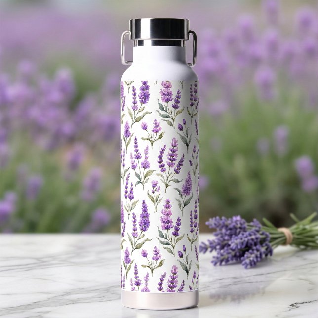 Purple Sage Green Lavender Flowers Water Bottle (Creator Uploaded)