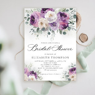 Purple Sage Lavender Eucalyptus Chic Bridal Shower Invitation