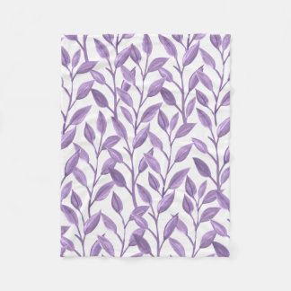 Purple Sage Leaves Fleece Blanket