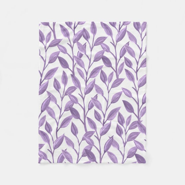 Purple Sage Leaves Fleece Blanket (Front)