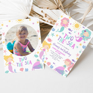 Purple Sage Photo Mermaid Two The Sea 2nd Birthday Invitation