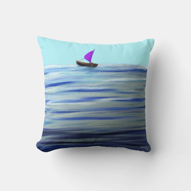 Purple Sailboat Throw Pillow (Front)