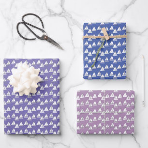 Purple Sailboats Wrapping Paper Sheets