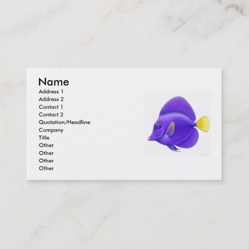 Customizable Purple Sailfin Tang Business Card Template